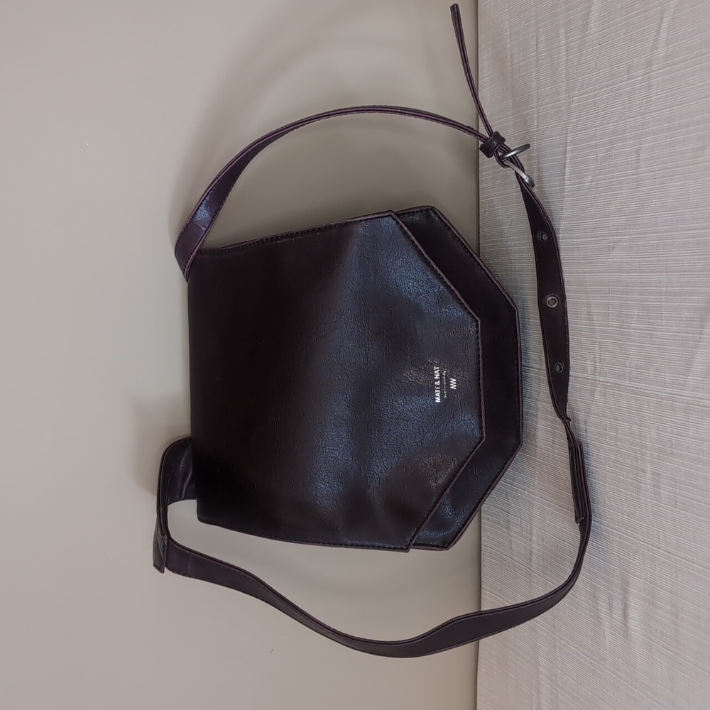 Matt & Nat Dark Plum Vegan Leather Messenger Bag